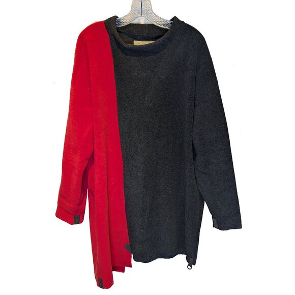 Henrietta Steffensen Copenhagen Red & Black Asymmetrical warm top - Picture 1 of 3